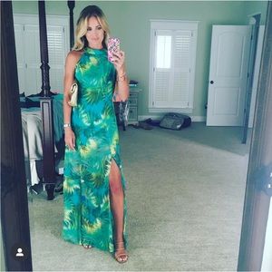 Lulus open back side slit dress